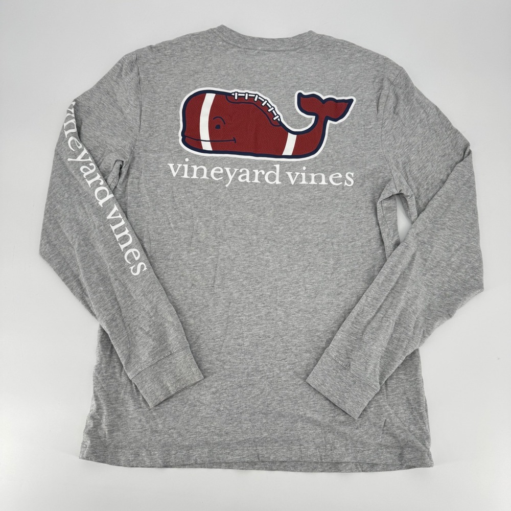 Vineyard Vines Mens Small Gray Football Whale Long Sleeve Pocket T-Shirt S - Picture 3 of 8